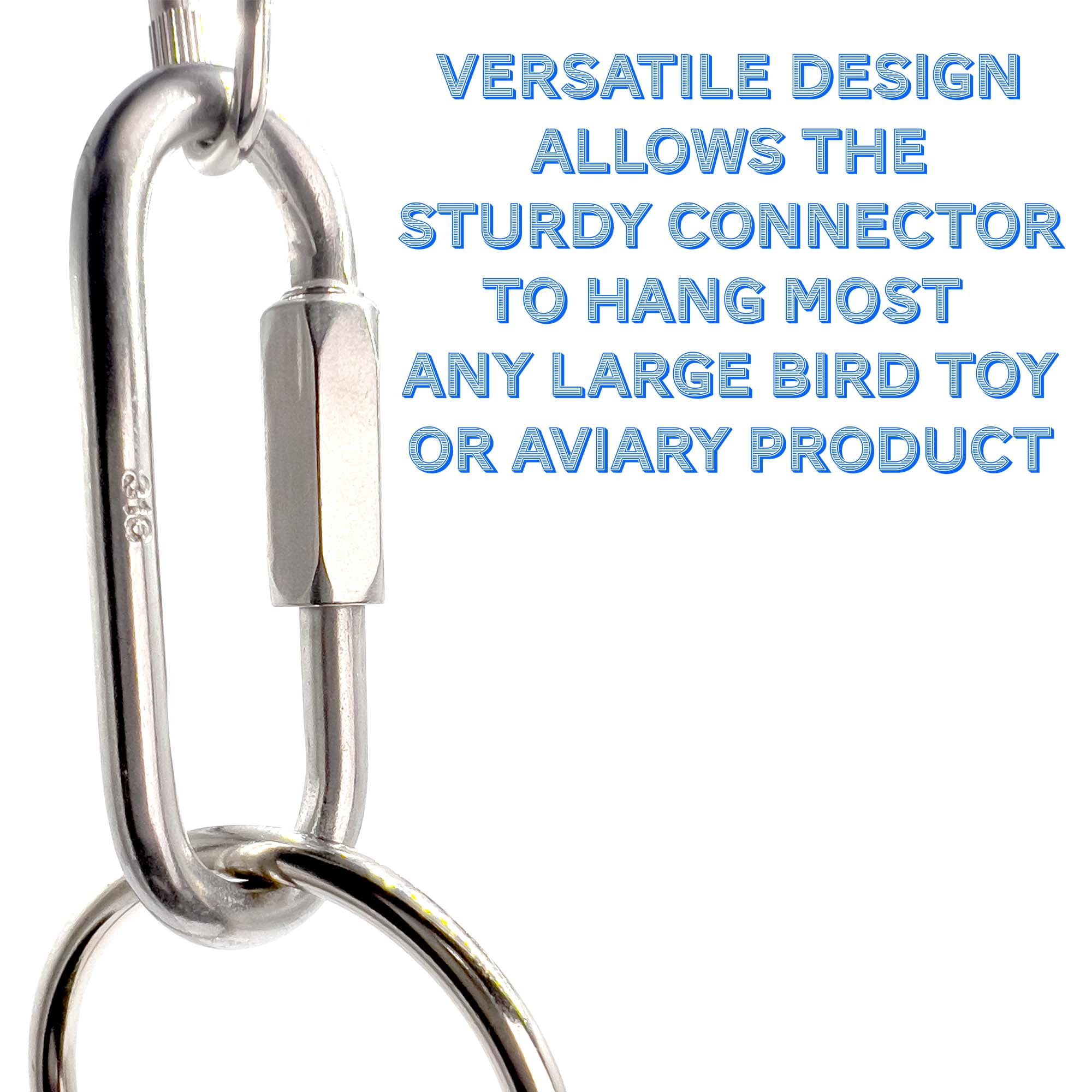 7006 Pk9 Stainless Steel 2.5 Inch Large Toy Quick Link M&M Bird Toys - Wide Mouth Large 316 Grade