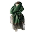 thumbnail image 2 of Eoperou Lady Scarf Imitation Silk Beads Decor Contrast Color See-through Thin Sunscreen Wide Quick Dry Summer Neck Wrap Party Favors, 2 of 8