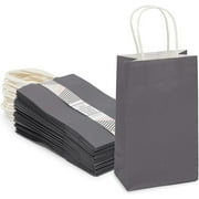25 Pack 9" Dark Grey Kraft Paper Gift Bags with Handles for Birthday Party Favors