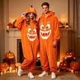 thumbnail image 2 of Curuila Halloween Adult Jumpsuit Zipper Hallowmas Pumpkin Hooded Flannel Pajamas For Women And Men Party Soft Loungewear Jumpsuit Size L, 2 of 5