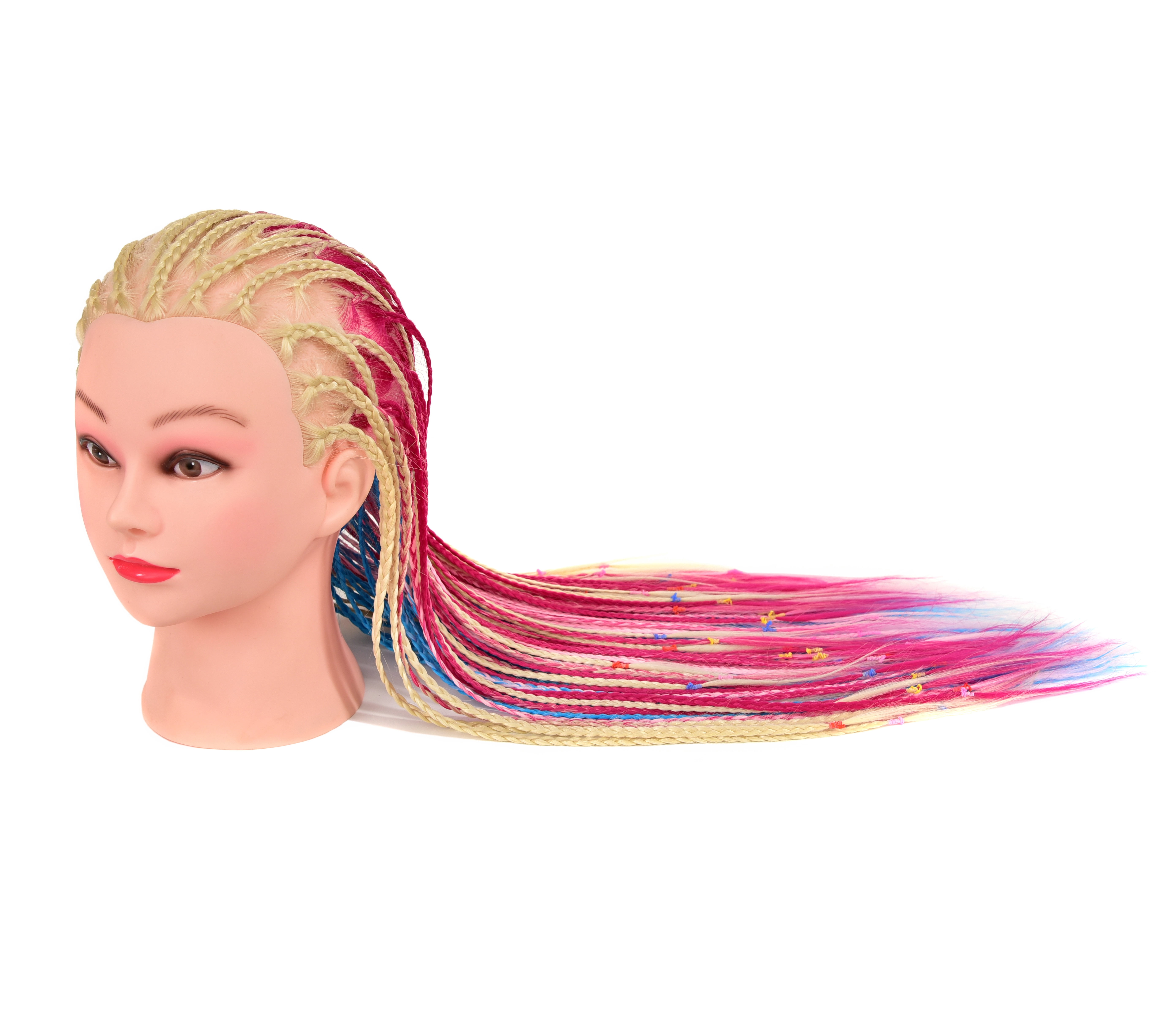 RYHAIR 35 inches Multicolor Long Synthetic Hair Mannequin Head for Practice Braiding Styling Updos Cosmetology Barber Training Display with Stand