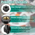 thumbnail image 3 of Uxcell 2 Pcs Star Knob Grip Handles Brass Insert Female Thread Black M4 x 25mm, 3 of 7
