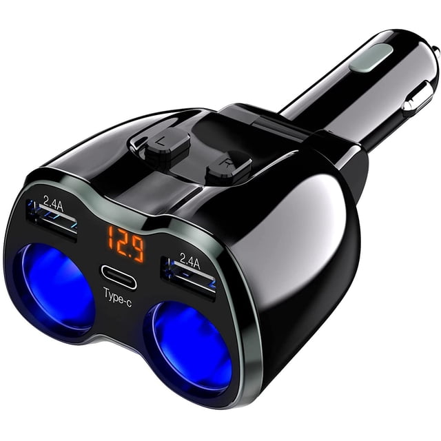 Cargador de coche Otium USB C con 2 enchufes, encendedor de cigarrillos, 80 W