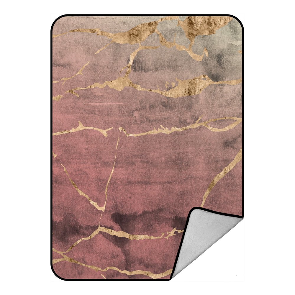 ECZJNT Rose gold metallic marble Throw Blanket Fleece Blankets Plush