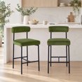 thumbnail image 3 of ONEVOG 26" Counter Height Bar Stools Set of 2, Modern Upholstered Velvet Counter Chairs with Backrest, Green, 3 of 12