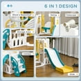 thumbnail image 6 of Swing Sets for Kids Qaba 6 in 1 Toddler Slide and Swing Set, Baby Slide for Age 1-3 Years with Basketball Hoop, Climber, Storage Space, Telescope, Indoor Playground, Yellow,Outdoor Swing Sets, 6 of 10