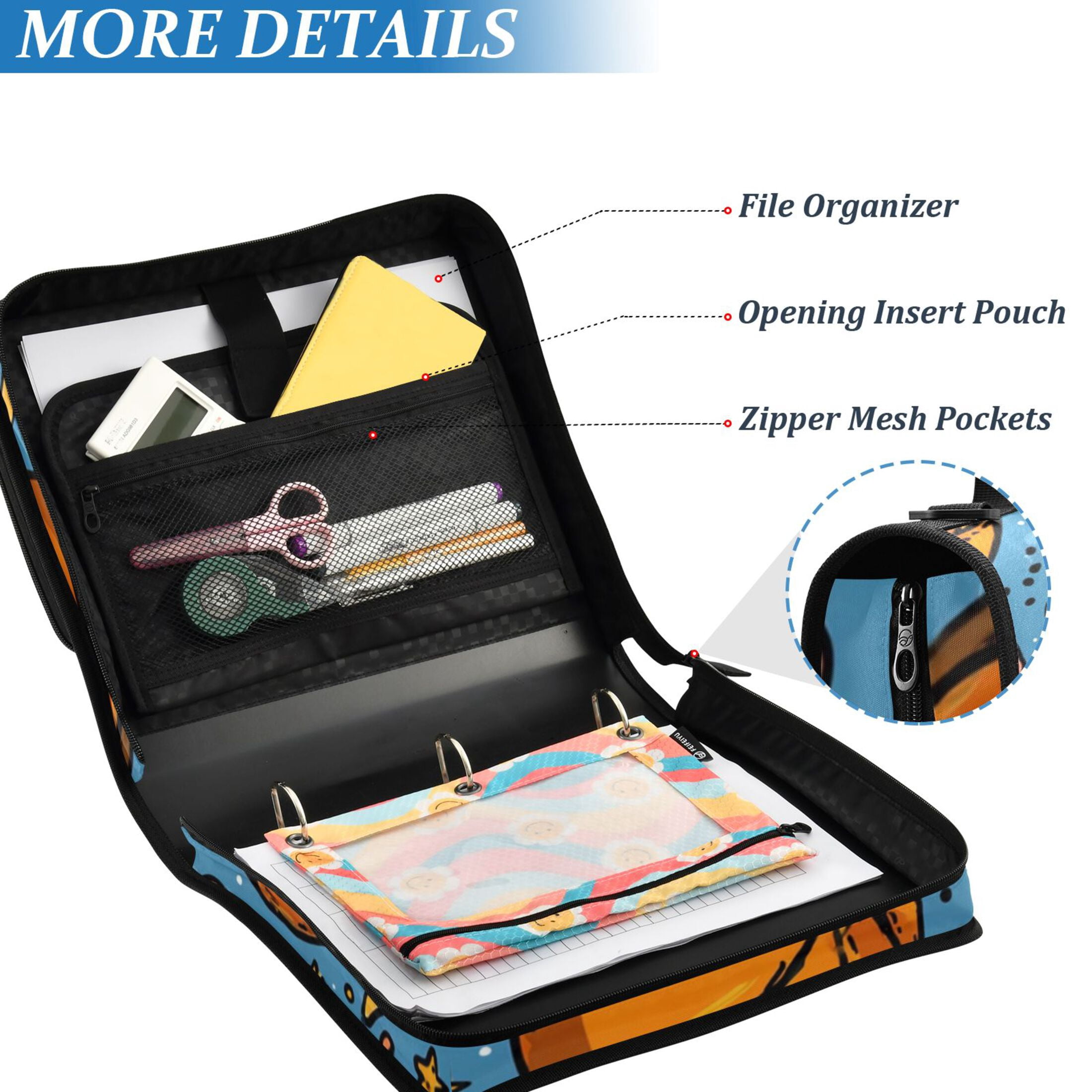 Zipper Binder Basketball Love 1.5 Inch Binder Folder Bag with Shoulder Strap and Handle