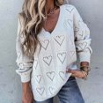 thumbnail image 7 of Lindreshi Sweaters for Women Fall Fashion 2023 WinterFashion Women Casual Long Sleeve Casual Solid Hollow Knit Sweater Tops, 7 of 7
