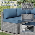 thumbnail image 6 of Walsunny 5 Pieces Outdoor Furniture Patio Sectional Sofa Set, Wicker Rattan Conversation Sets with Cushions and Glass Table, Silver Rattan Dark Blue Cushions, 6 of 8