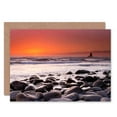 thumbnail image 1 of Beach Pebbles Rocks Sunset Seascape Birthday Greetings Card Plus Envelope Blank inside, 1 of 3