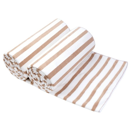 Bath Towels 2 Pack Stripe Towel Sets (30 x 60 ) - Extra Absorbent Fast Drying Solid Color Coffee