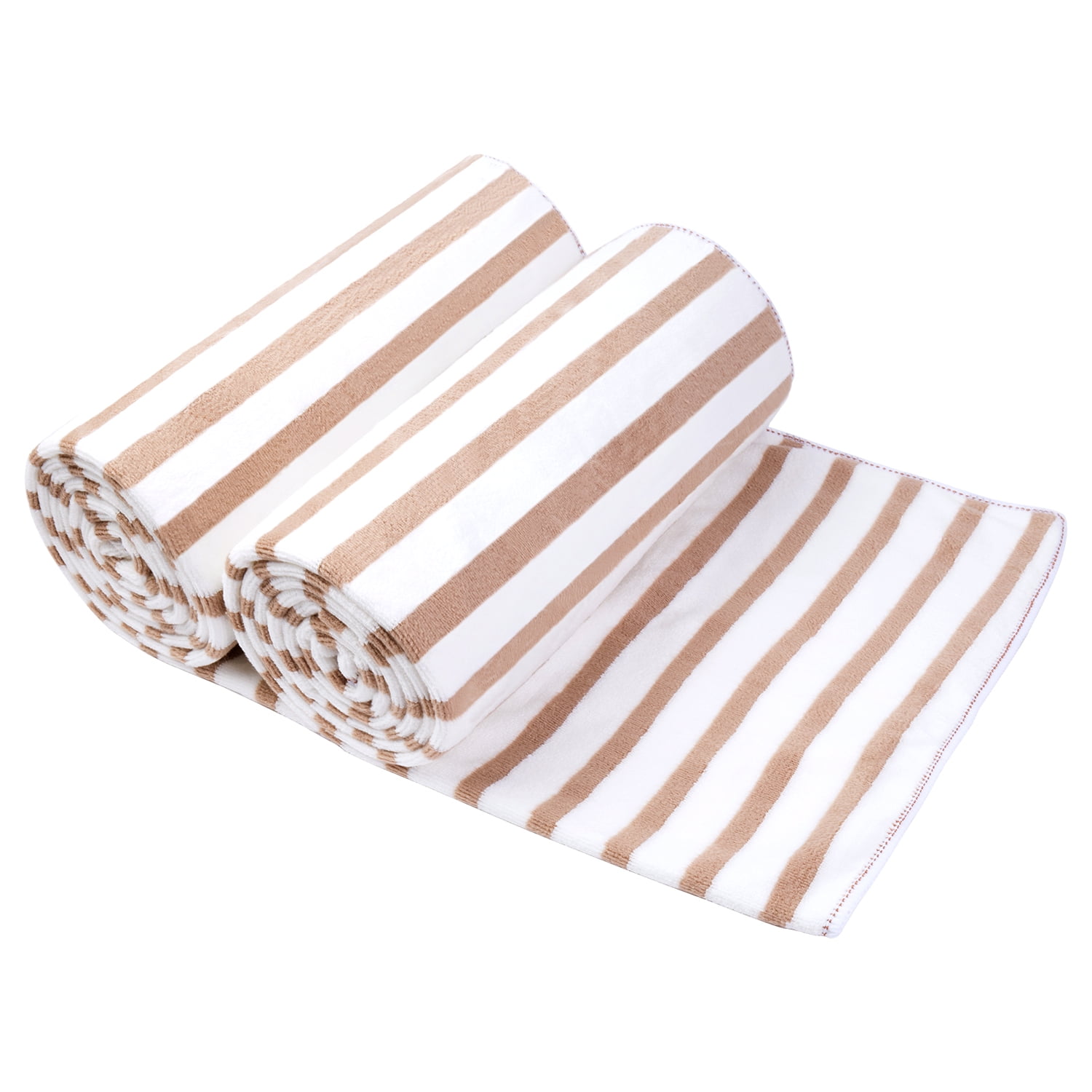Bath Towels 2 Pack Stripe Towel Sets (30 x 60 ) - Extra Absorbent Fast Drying Solid Color Coffee