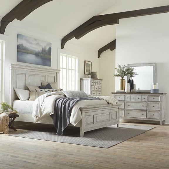 Liberty Heartland King Panel Bed, Dresser & Mirror, Chest