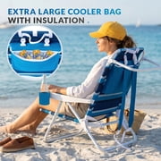 WTVIDAS Beach Chair 2 Pack, 5 Positions Textilene Folding Reclining Beach Chair with Backpack Straps, Cooler Bag & Cup Holder for Outdoor Lawn Camping