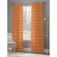 thumbnail image 4 of Orange Morocco Sheer Curtains 96 Inch Length 2 Panels Set for Living Room/Bedroom, Geometric Leaf Diamond Lattice Abstract Curtain Sheers Drapes Rod Pocket Curtains Window Treatment Set 52''x96''x2, 4 of 7