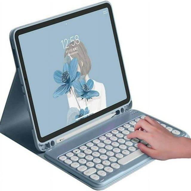 Estbridg 2021 New iPad 9 iPad 8 iPad 7 10.2” Air 3 Pro 10.5 键盘保护套 Cute Round Key Color Wireless Keyboard Detachable BT Keyboard Cover for iPad 9th 8th 7th Air 3rd Generation