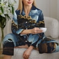 thumbnail image 6 of Pajamas for Women Set - Deep Blue Starry Sky Moon Tree Comfy Long Sleeve Button Up Pajama Sets for Women 2 Piece, Soft Sleepwear Nightwear Pjs Lounge Sets for Women with Pockets, 6 of 6