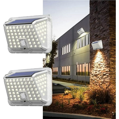 

Morttic Solar Lights Outdoor 90 LED/3 Modes 270° Lighting Angle IP65 Waterproof Solar Motion Sensor Outdoor Lights Solar Powered Wall Light for Patio Yard Garage Fence (2 Pack)