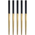 thumbnail image 1 of Palillos de acero inoxidable, 5 pares de palillos de metal reutilizables, juego de palillos antideslizantes para arroz, sushi, fideos, comida asiática, 9,4 pulgadas, negro, 1 of 8