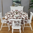 thumbnail image 2 of Brown Footballs Repeat Pattern Round Tablecloth 60"x60",Wrinkle Wipeable Table Cloth for Kitchen Dining Room Picnic Patio Party, 2 of 6