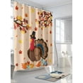 thumbnail image 3 of Farmhouse Fall Thanksgiving Turkey Shower Curtain, Orange Pumpkins Maple Leaf Bathroom Decor Curtains Set with Hooks, Waterproof Fabric Home Accessories， 60 X 72 Inch Long, 3 of 6