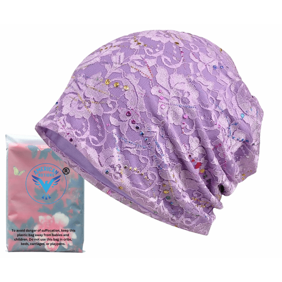 Women's Slouchy, Turban, Running Cap, Chemo Hat, Yoga Beanie, for Teens, Adults ( Purple)
