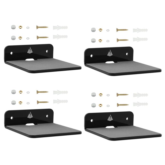 4X Wall Shelf Speaker Stand, Small Wall Shelf Speaker Mount for Bluetooth Speaker, Cell Phones(Black)