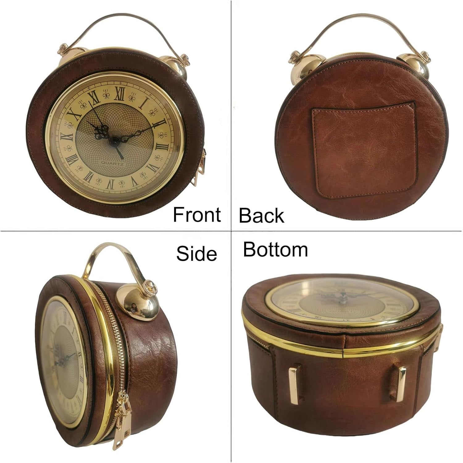 Baguery PVC Clock Shaped Crossbody Bag - Waterproof Adjustable Shoulder Purse for Women