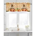 thumbnail image 2 of Burnt Orange Thanksgiving Kitchen Valances for Windows Farmhouse Linen Window Valance Curtain for Living Room Window Treatment Fall Plaid Pumpkins Gnomes Retro Valance Rod Pocket Topper, 54 x 18 Inch, 2 of 6