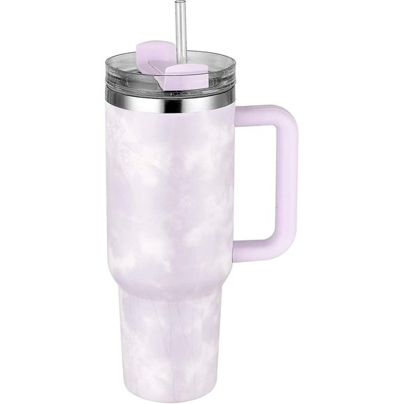 Gobelet Isolé en Acier Inoxydable 40oz avec Couvercle à Paille - Tie Dye Violet - Jxlgv