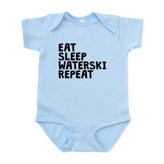 CafePress - Eat Sleep Waterski Repeat Body Suit - Baby Light Bodysuit, Size Newborn - 24 Months