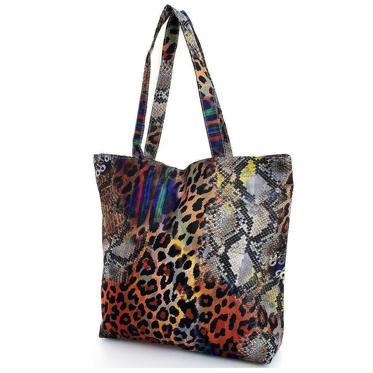 Multi Color Rainbow Leopard Print Ecco Tote Bag - - Walmart.com