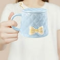 thumbnail image 5 of Ceramic Coffee Mug Set with Lid and Spoon - Elegant Bow Design for Home Brewing and Gift Giving, 5 of 5