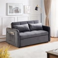 thumbnail image 2 of Onbeam 55.5" Pull Out Sofa Bed, Futon Sleeper Sofa Couch Loveseats with USB Socket, Side Pockets for Living Room-Gray, 2 of 9