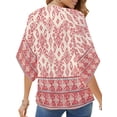thumbnail image 4 of UVN Womens Summer Blouses Bohemian 3/4 Bell Sleeve Shirts for Women V Neck Flowy Casual Pleated Tops, 4 of 8