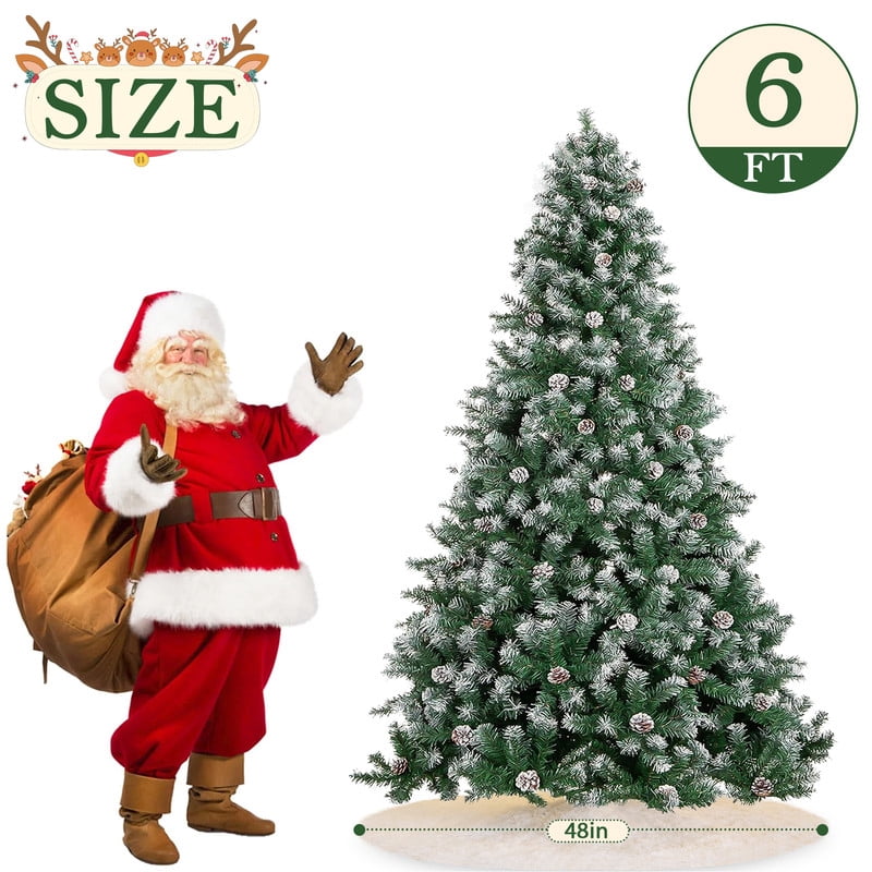 Yexmas 7.5ft Pre-Lit Artificial Christmas Trees,Green Xmas Tree with Large Christmas Tree Storage Bag,Pinecones, Berries, Realistic Artificial Christmas Trees for Home, Office, Party Decoration