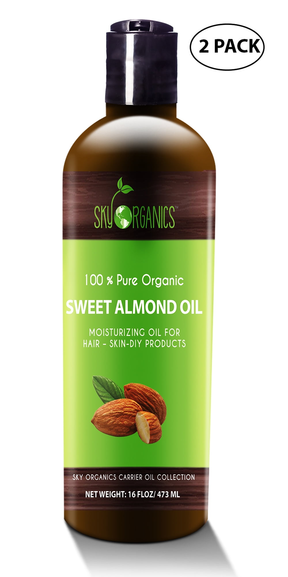 Best Sweet Almond Oil by Sky Organics 16oz(2 pack)100 Pure, Cold