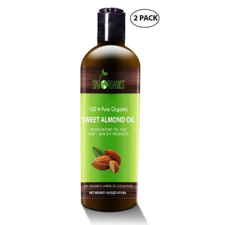 Best Sweet Almond Oil by Sky Organics 16oz-(2 pack)100% Pure, Cold-Pressed, Organic Almond Oil. Great As a Baby Oil- Works Wonder On Wrinkles- Anti-Aging. Almond Oil- Carrier Oil for (Best Sesame Oil For Baby Massage)