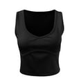 thumbnail image 4 of tarylea Tops for Women Trendy Wide Strap V Neck Crop Tops Solid Color Slim Fitted Tank Tops Casual Summer Trendy Stretch Camisole, 4 of 4
