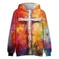 thumbnail image 5 of Men's Loose Fit Hoodie with Cross Print, Casual Long Sleeve Pullover Sweatshirt, Soft Fleece Streetwear for Fall Winter, Christmas Holiday, Daily Comfort,Orange,6XL, 5 of 5