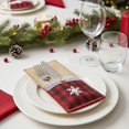 thumbnail image 2 of Christmas Knife and Fork Set Linen Cutlery Storage Bag Festive Holiday Table Decoration Restaurant Hotel Dinnerware Organizer with Snowflake Bow Patterns, 2 of 6