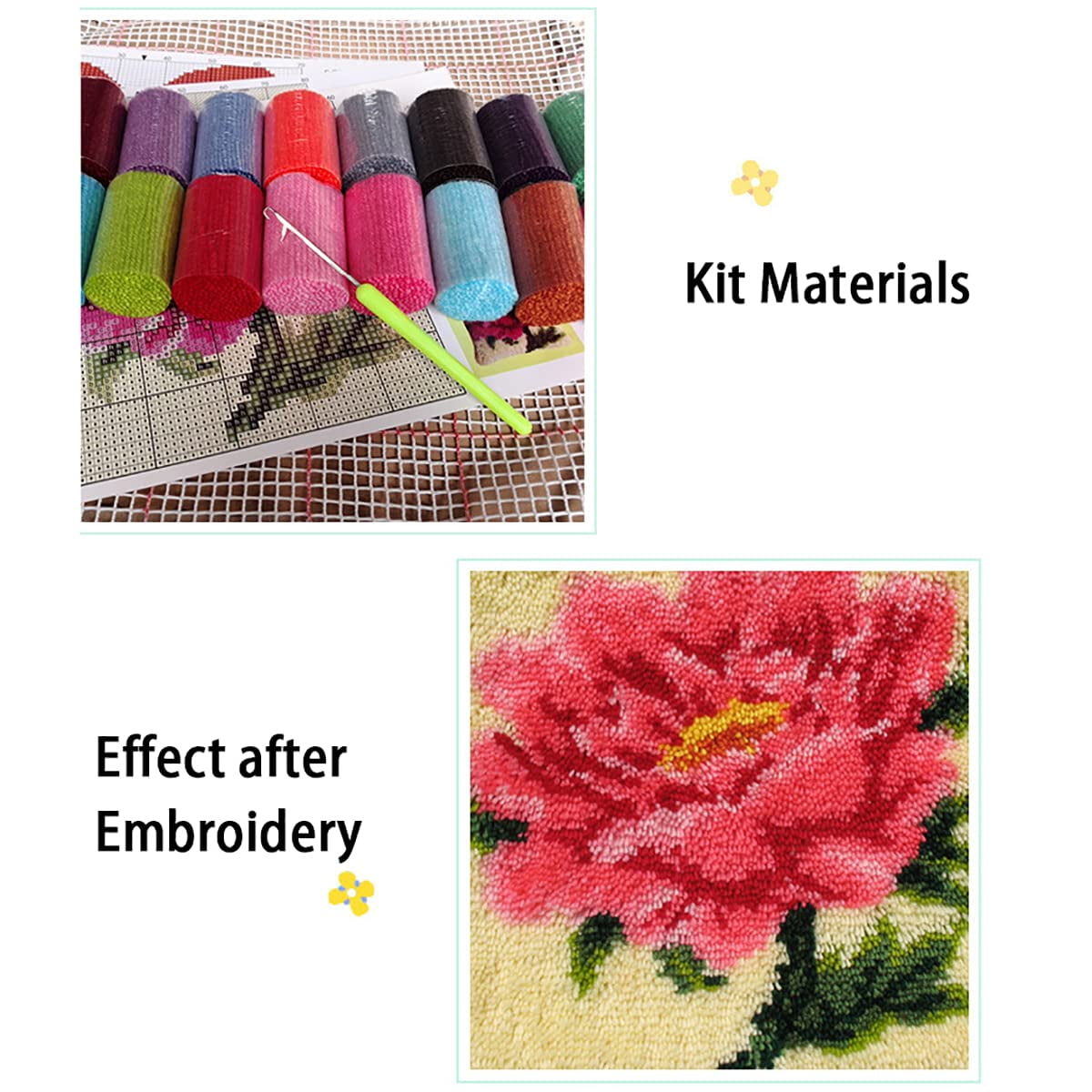 Latch Hook Rug Kit For Adults & Kids - Large 43.3" X 29.5" DIY Craft With Pre-Printed Pattern