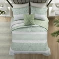 thumbnail image 3 of King/Cal King 4-Piece Seersucker Quilt Set in Green, Polyester Bedding with Throw Pillow, Shabby Chic Farmhouse Style, Hypoallergenic & Machine Washable, 3 of 16