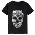 thumbnail image 3 of Ropa infantil con estampado de calavera de gato, camiseta de algodón de verano para niños y niñas, ropa infantil personalizada de manga corta negra, 3 of 5