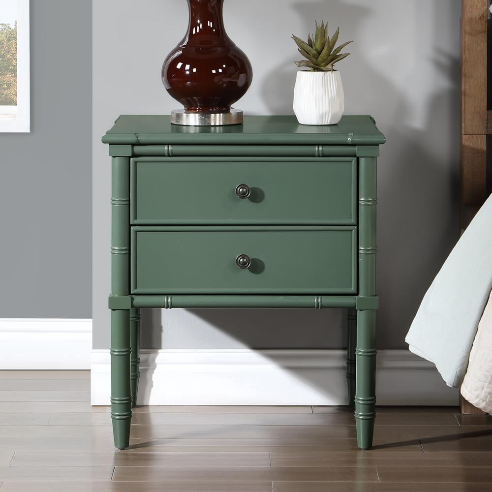 Comfort Pointe Ellison Vintage Green Wood 2-drawer Coastal Style Nightstand