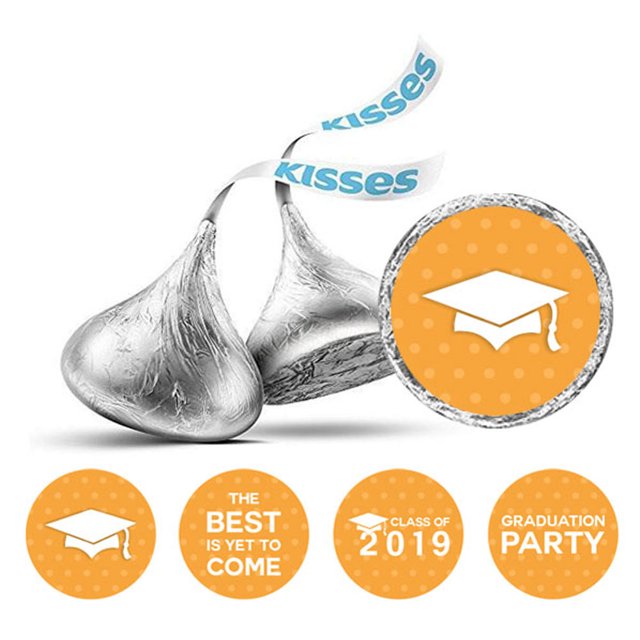 Darling Souvenir Candy 190 Pcs Graduation Theme Stickers DIY Chocolate Labels-Orange