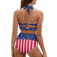 thumbnail image 2 of Yuyamidu Fashion Lace up Bathing Suits for Women American Flag High Waisted Bikini Set, 2 Pcs Adjustable Strap Swim Suits Size M Summer Backless Swimsuit for Surfing Swimming, 2 of 6