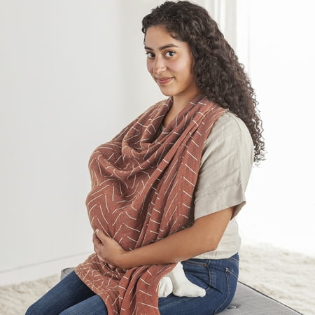 Itzy Ritzy Breastfeeding Boss - a Multitasking Must-Have for Nursing, Swaddling & More in Rust Mudcloth