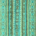 thumbnail image 1 of Ahgly Company Machine Washable Indoor Square Abstract Turquoise Blue Modern Area Rugs, 5' Square, 1 of 4