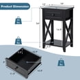 thumbnail image 3 of Gymax Set of 2 Nightstand Sofa Side End Table X-Design w/ Shelf Drawer Black, 3 of 7